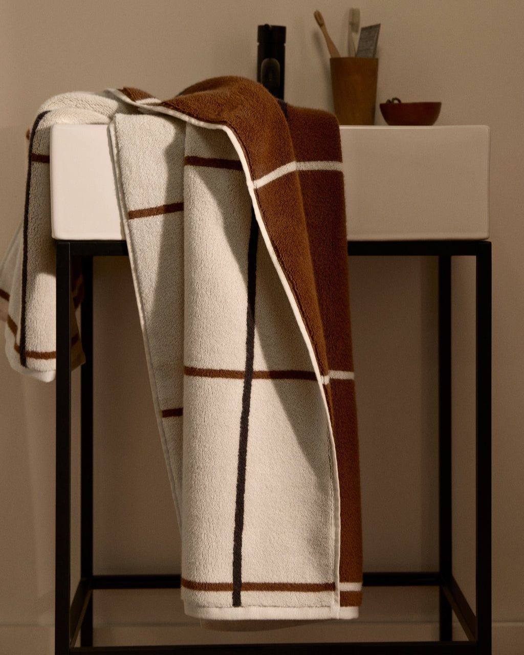 2+2 Organic Plush Bath Bundle - Bone Windowpane